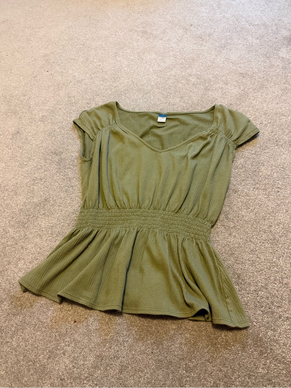 Old Navy Olive Green Peplum Tunic Top